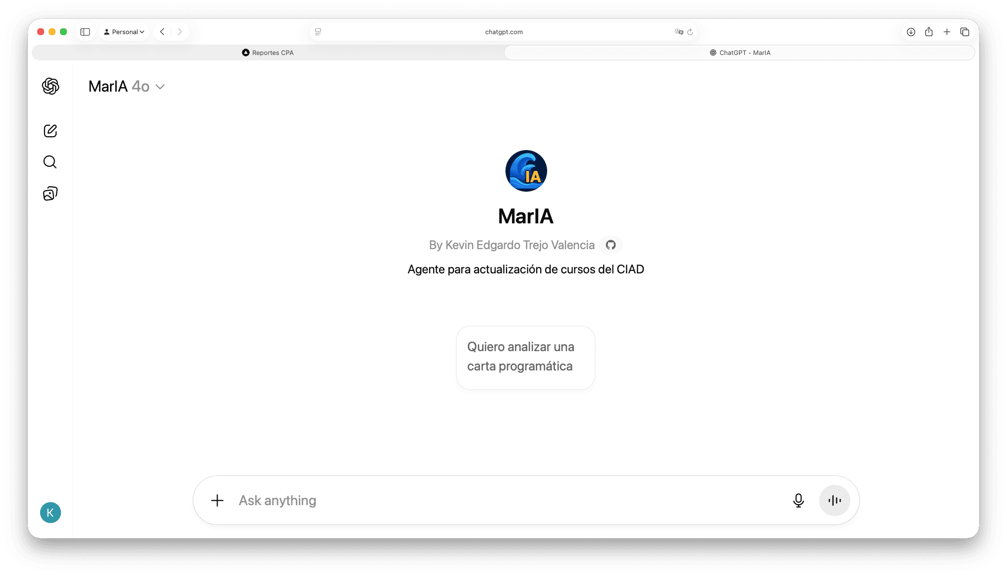 MARIA assistant interface